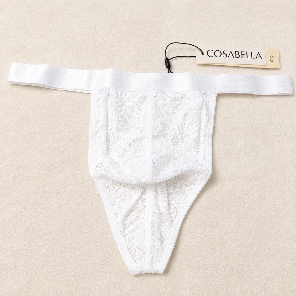 COSABELLA Men's Italian Thong White Lace Underwear - Size L / NWT